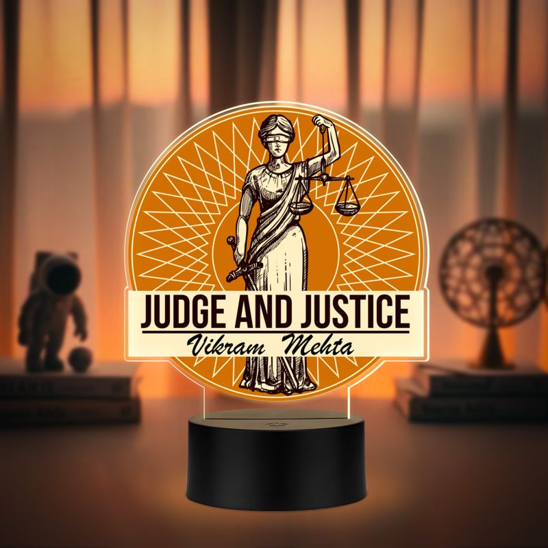 Personalized Judge and Justice LED Lamp with Warm White Light Gift for Judge Men & Women Home & Judge Office Desk Decor Light